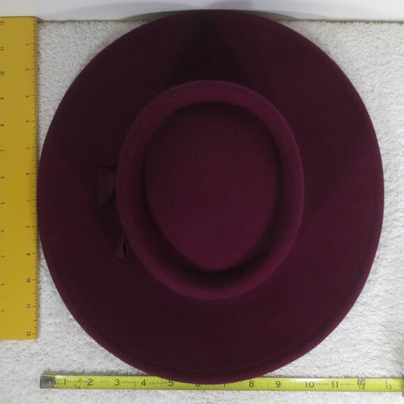 Street Smart Hat Vintage Wine Bolero Boater Wool Wide Brim by Betmar Size 6 7/8 main image 9